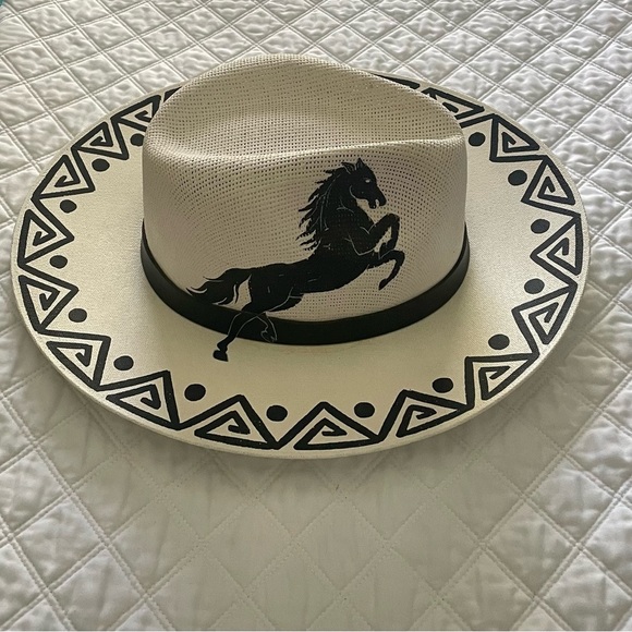 Handmade Decorated
Straw Cowboy Hat Sz L - Picture 1 of 5